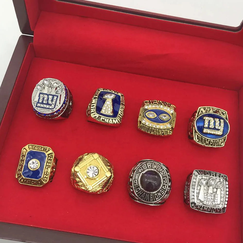8 New York Giants NFL Super Bowl championship rings set replica