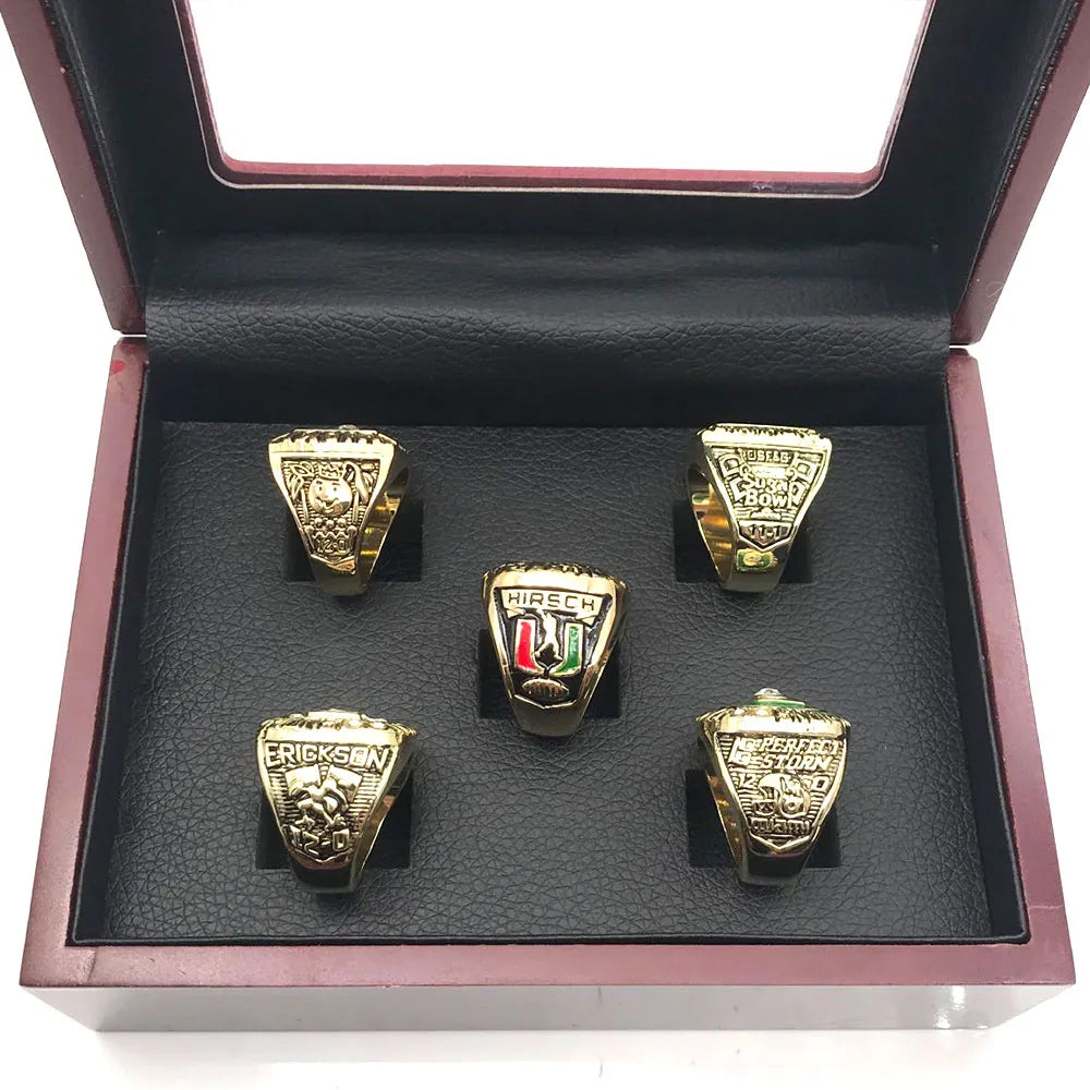 5 Miami Hurricanes NCAA championship rings set