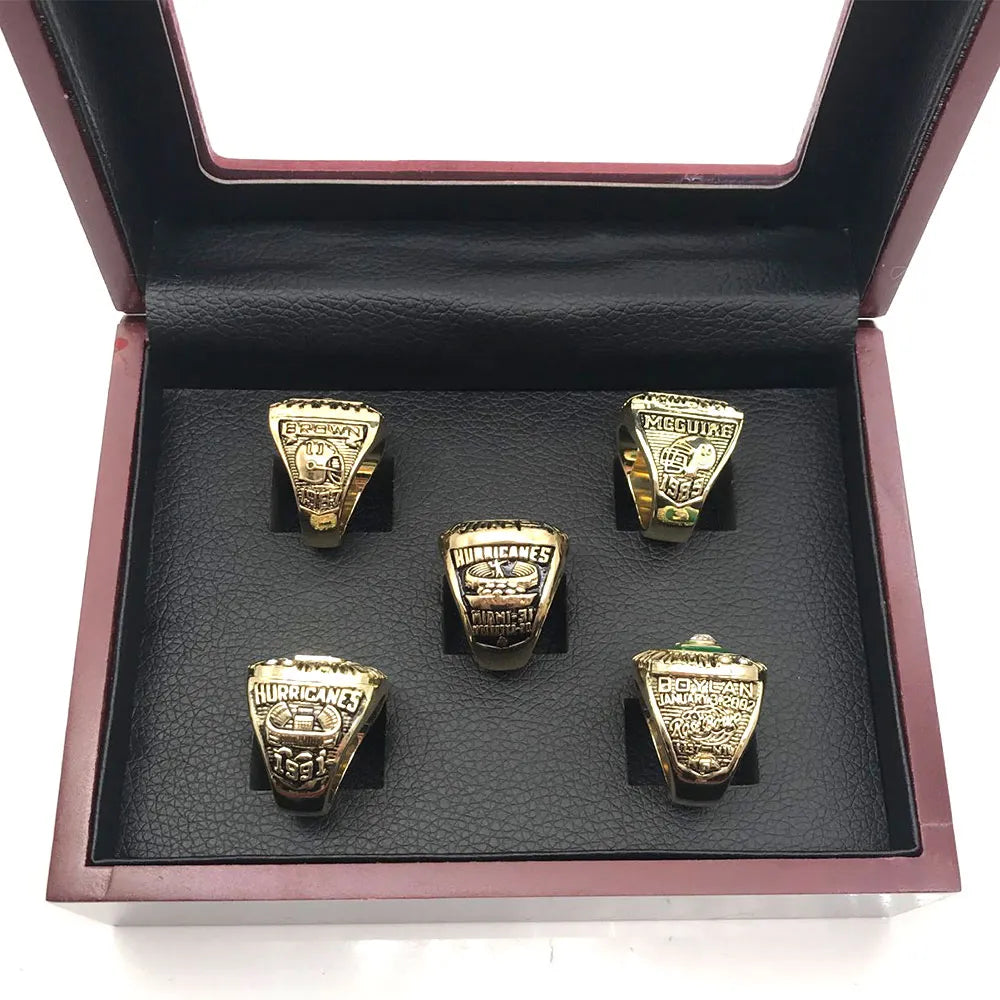 5 Miami Hurricanes NCAA championship rings set