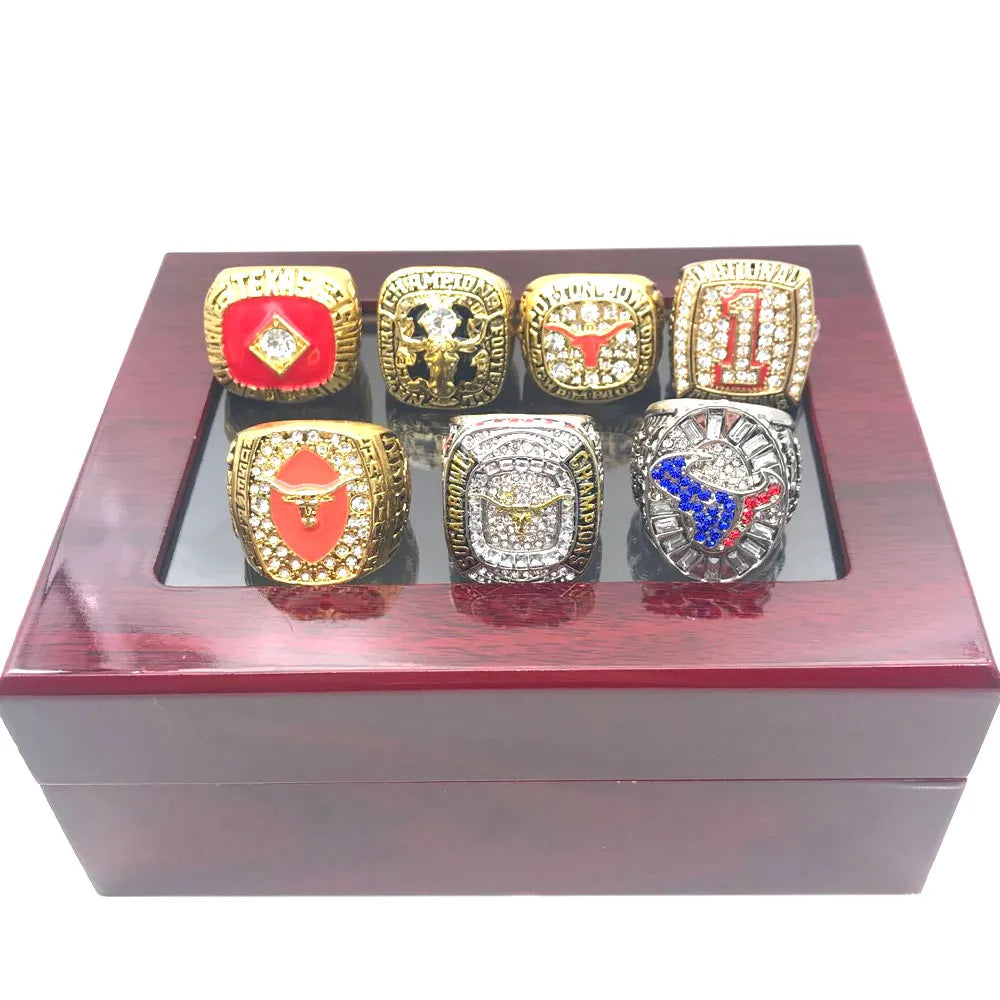 7 Texas Longhorns football NCAA championship rings set