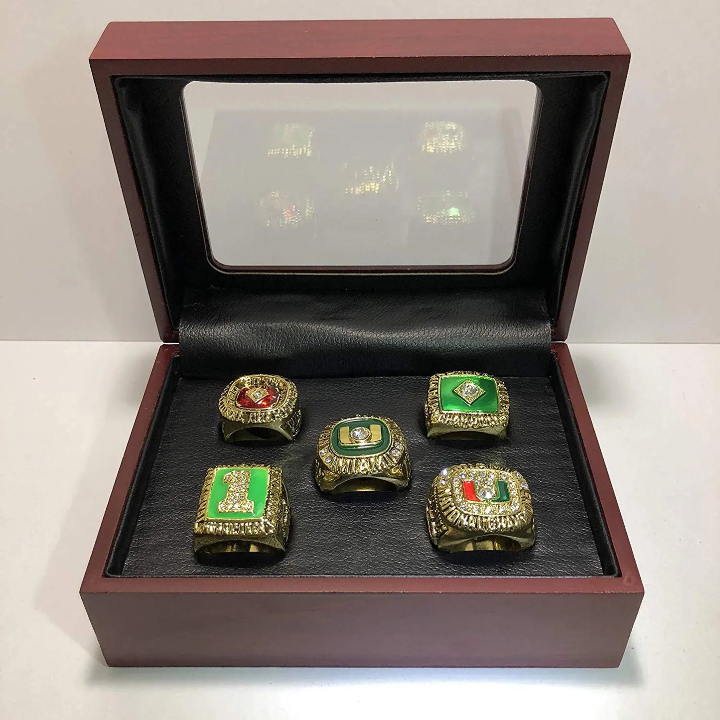 5 Miami Hurricanes NCAA championship rings set