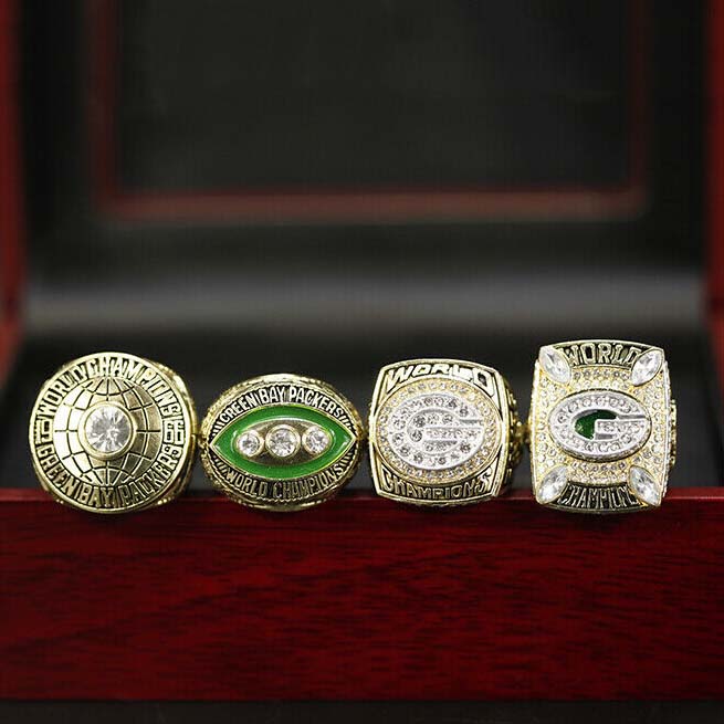 4 Green Bay Packers Super Bowl NFL championship ring set replica